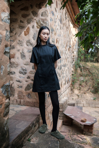 The Terra Tribe Black Rory Rib Dress