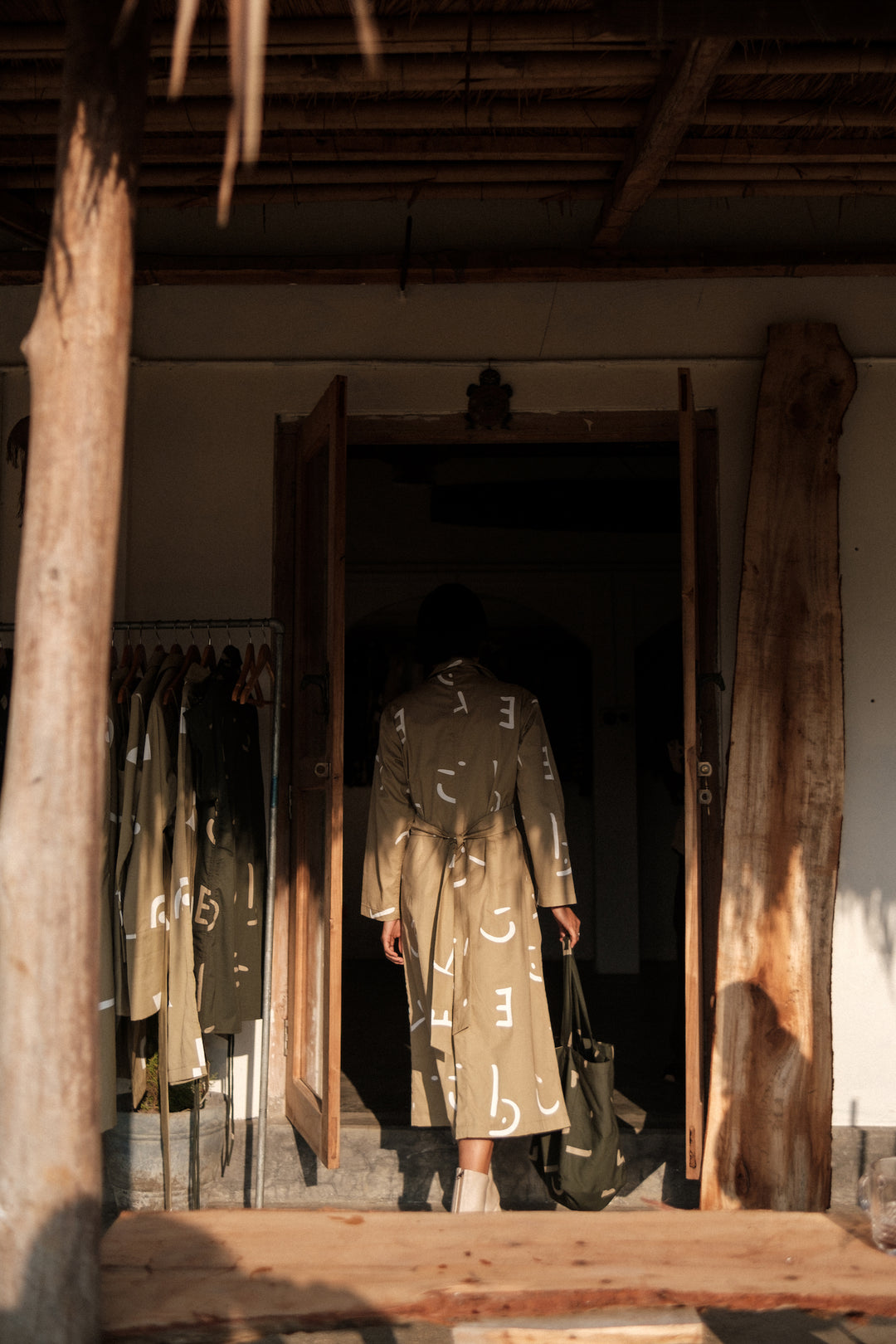 The Terra Tribe Khaki Line Printed Copenhagen Trench