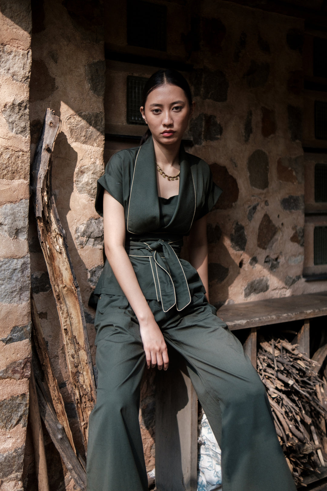 The Terra Tribe Deep Green Berlin Shawl Collar