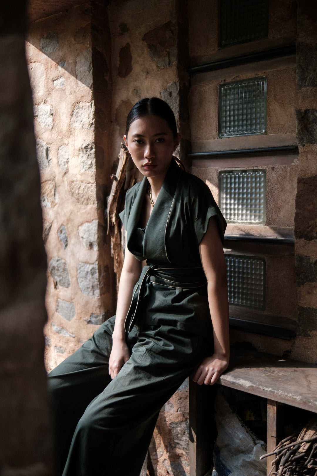 The Terra Tribe Deep Green Berlin Shawl Collar