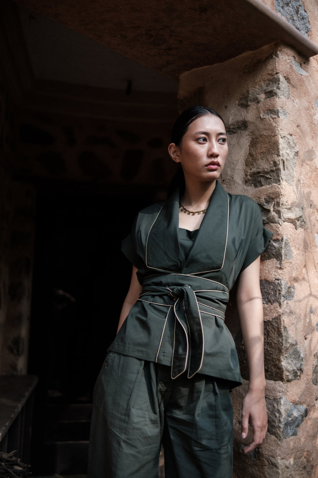 The Terra Tribe Deep Green Berlin Shawl Collar