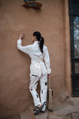 The Terra Tribe Ecru Nara Front Knot Shirt