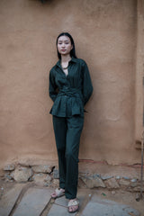 The Terra Tribe Deep Green Nara Front Knot Shirt