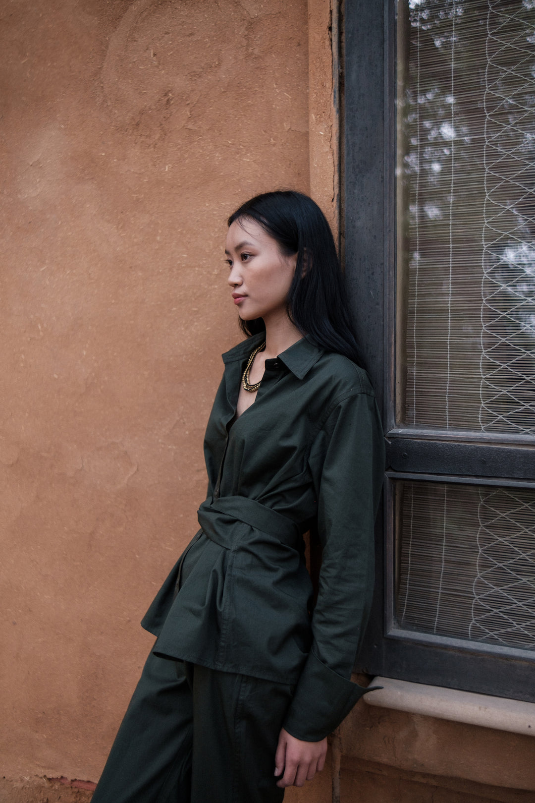 The Terra Tribe Deep Green Nara Front Knot Shirt