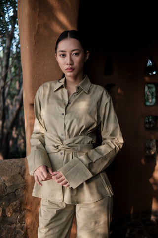 The Terra Tribe Khaki Nara Front Knot Shirt