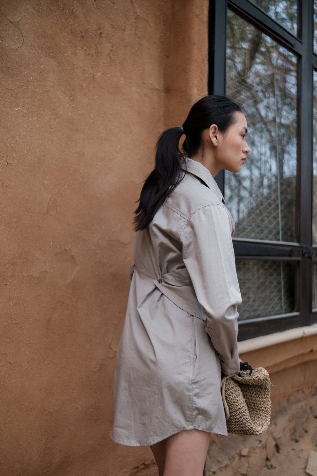 The Terra Tribe Grey Seattle Wrap Shirt Dress