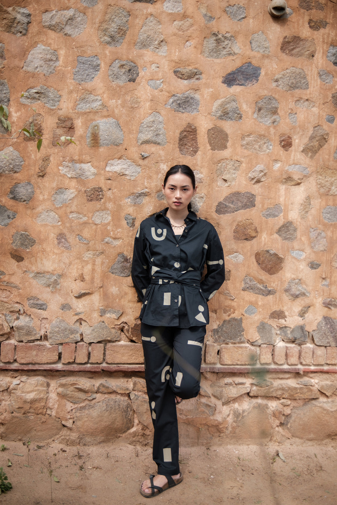 The Terra Tribe Black Triangle Printed Sandra Straight Pants