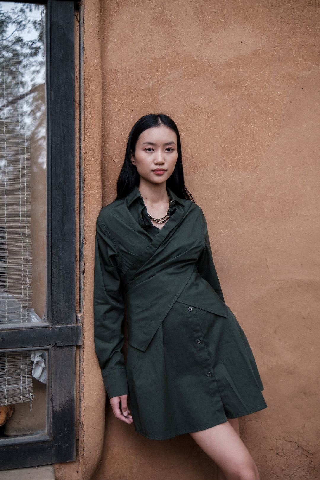 The Terra Tribe Deep Green Seattle Wrap Shirt Dress