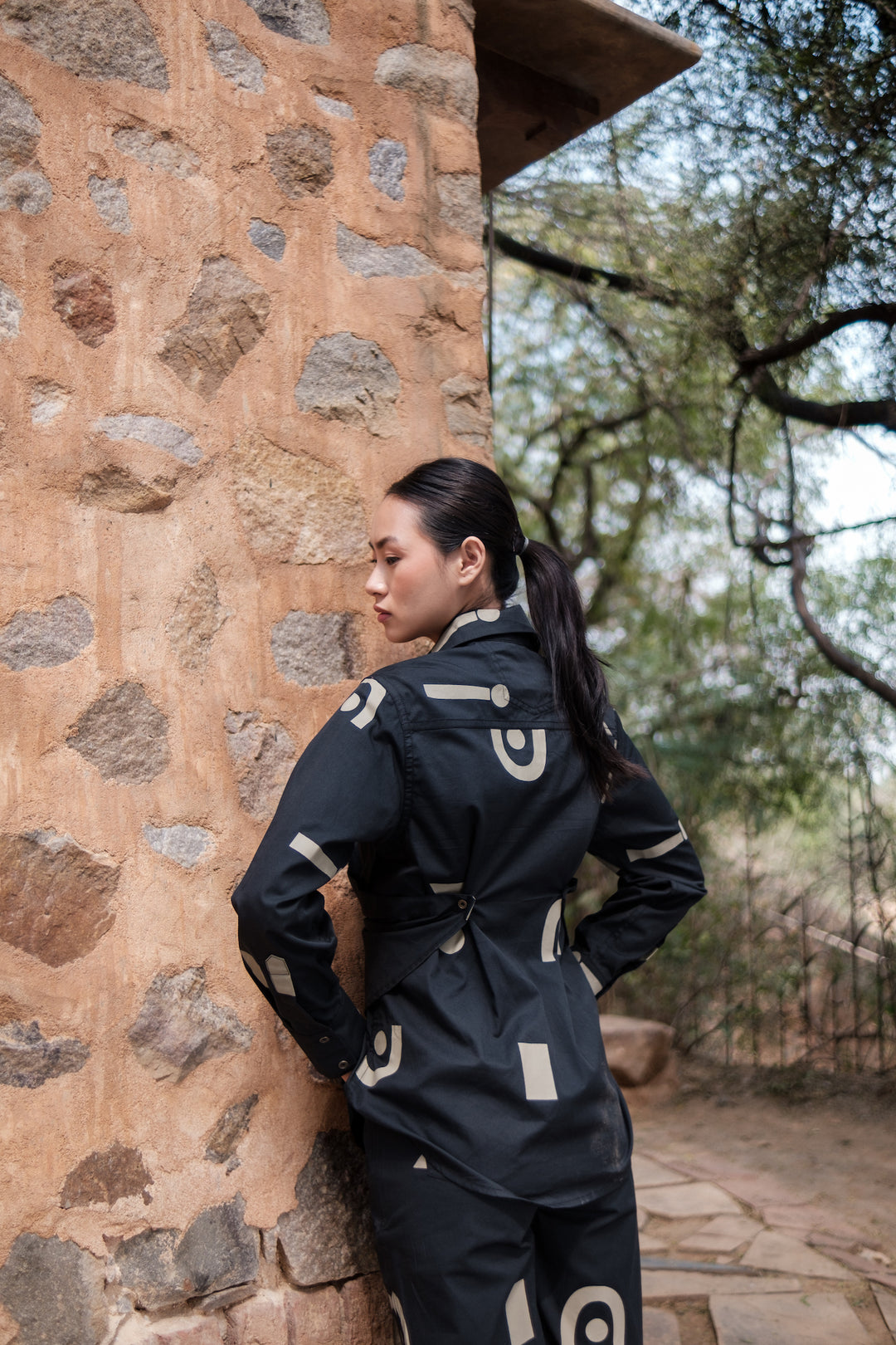 The Terra Tribe Black Triangle Printed Seattle Wrap Shirt