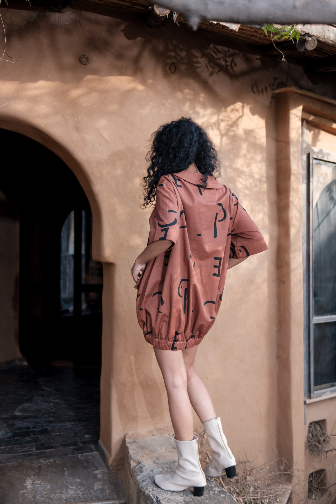 The Terra Tribe Copper Line Printed Sydney Shift Dress