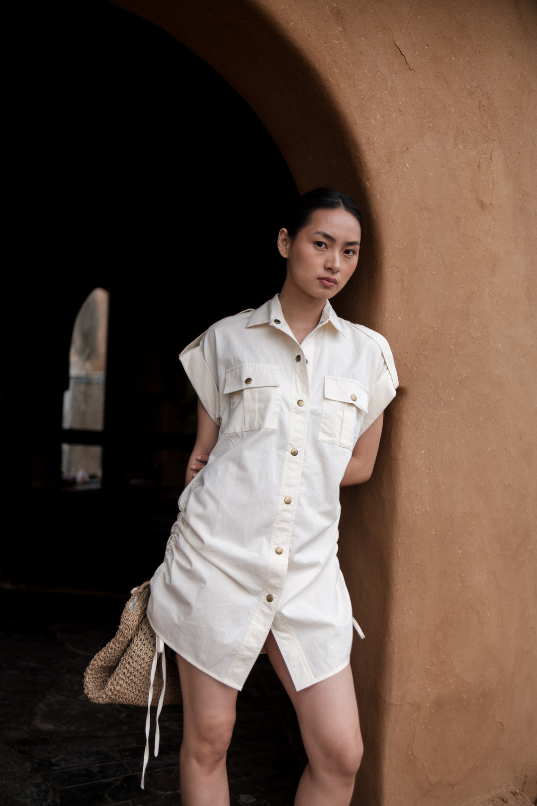 The Terra Tribe Ecru Sunrise Gather Shirt