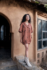 The Terra Tribe Copper Line Printed Sydney Shift Dress