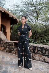 The Terra Tribe Black Triangle Printed Friday Flared Pants