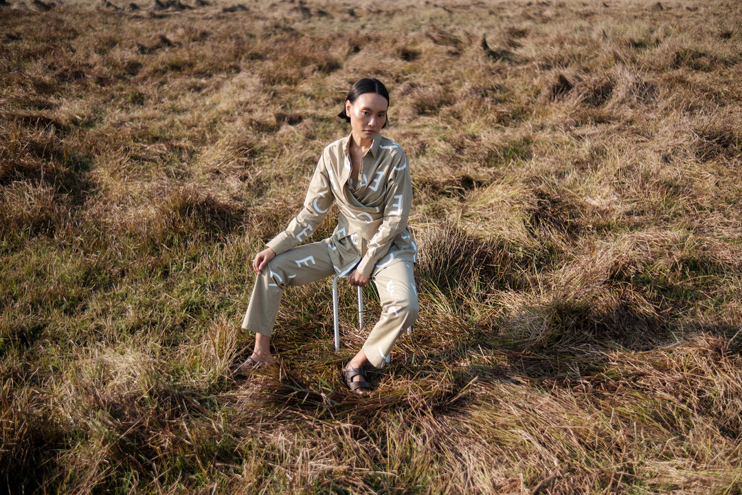 The Terra Tribe Khaki Line Printed Seattle Wrap Shirt