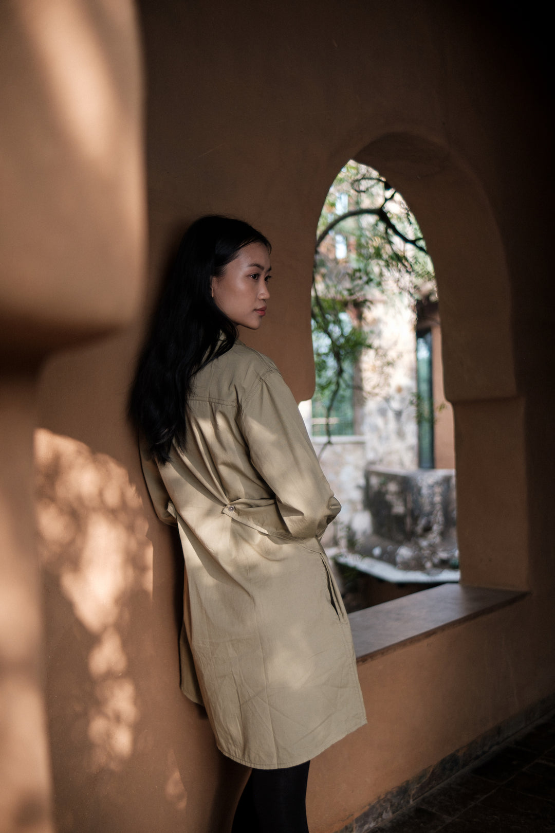 The Terra Tribe Khaki Seattle Wrap Shirt Dress