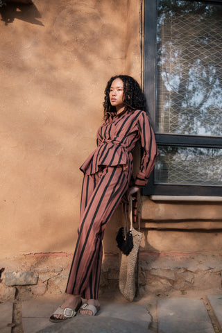 The Terra Tribe Copper Stripes Sandra Straight Pants