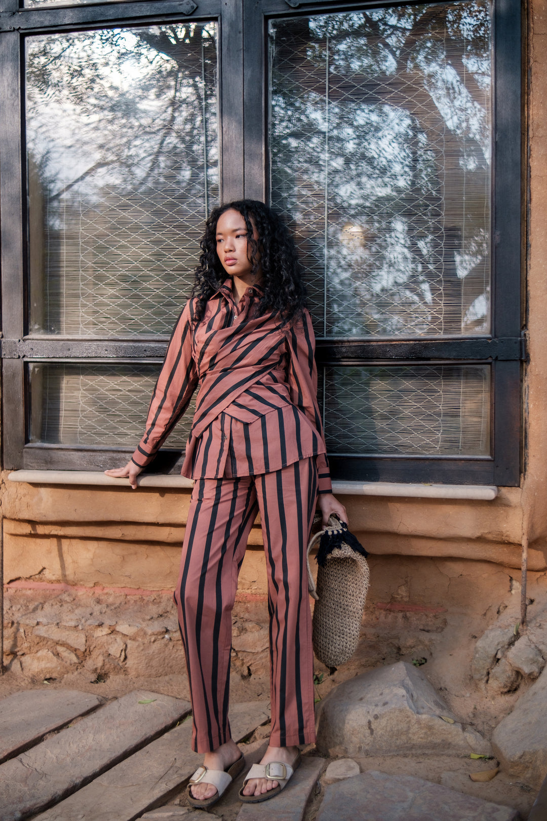 The Terra Tribe Copper Stripes Sandra Straight Pants