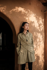 The Terra Tribe Khaki Seattle Wrap Shirt Dress