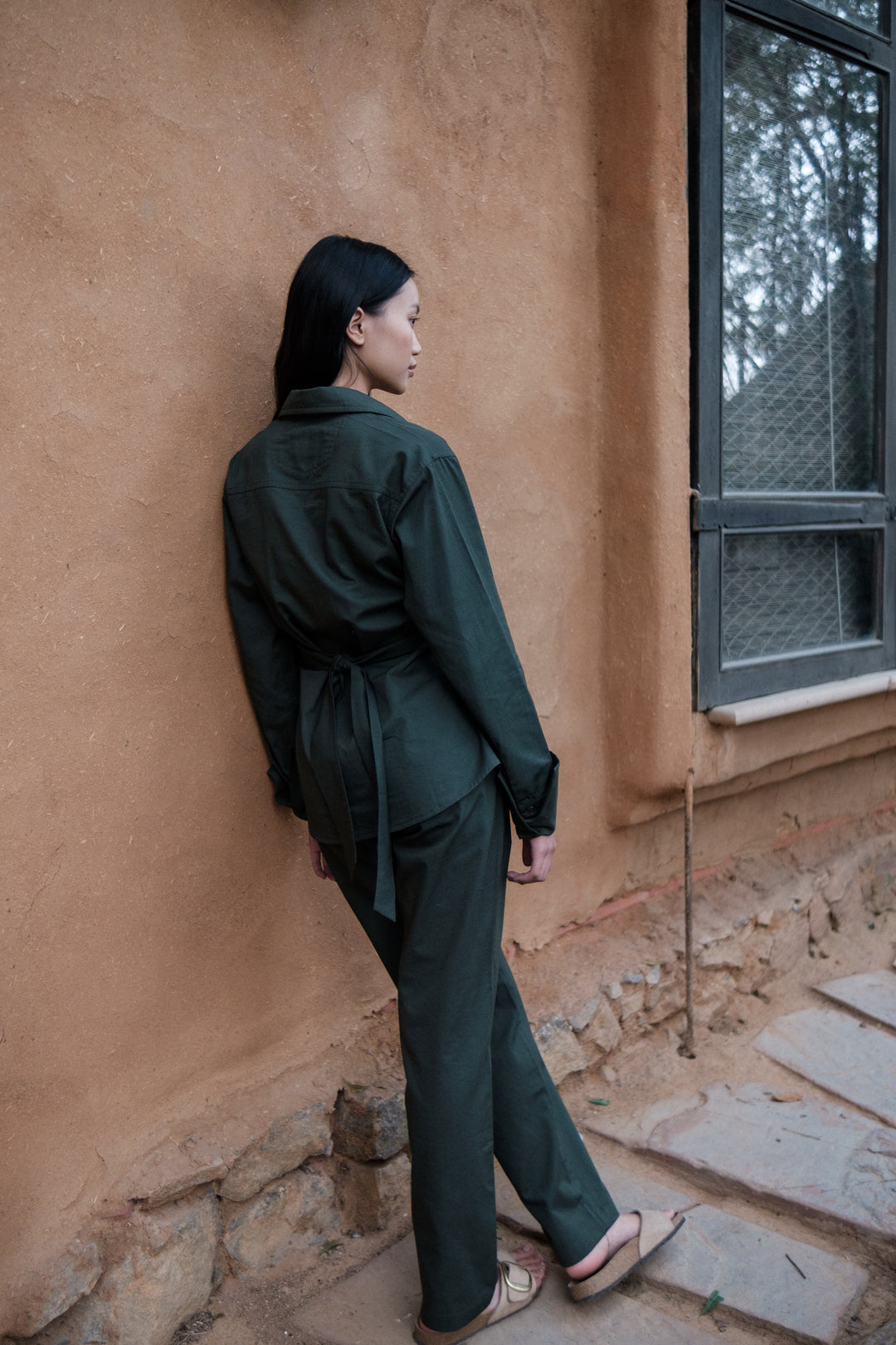 The Terra Tribe Deep Green Nara Front Knot Shirt