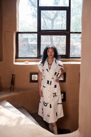 The Terra Tribe Ecru Triangle Printed Harajuku Trench