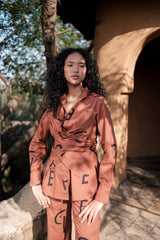The Terra Tribe Copper Line Printed Seattle Wrap Shirt