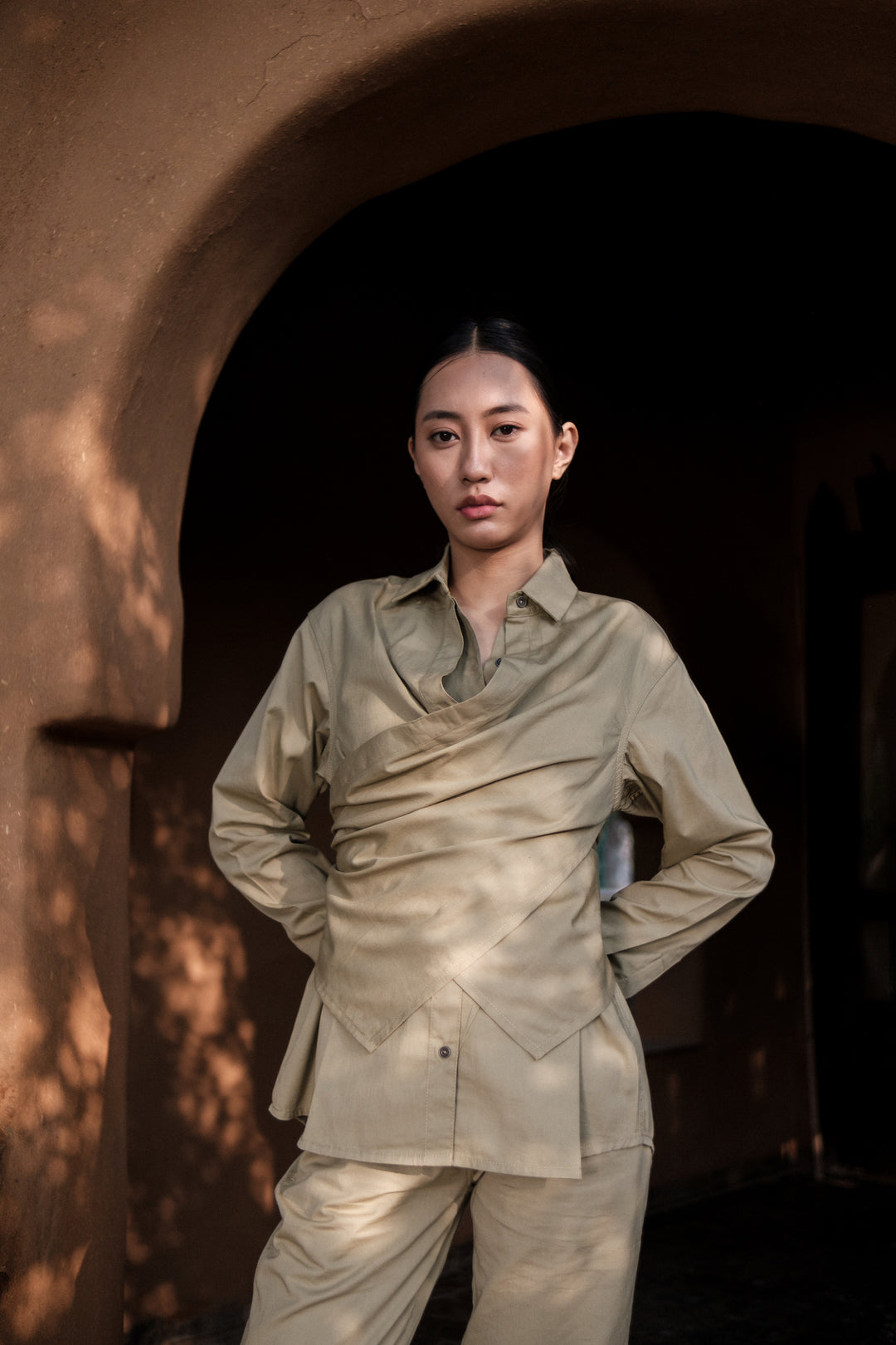 The Terra Tribe Khaki Seattle Wrap Shirt