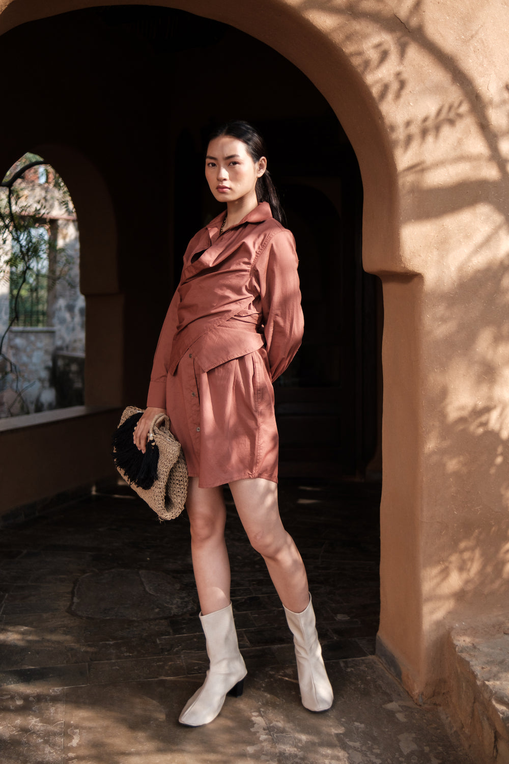 The Terra Tribe Copper Seattle Wrap Shirt Dress