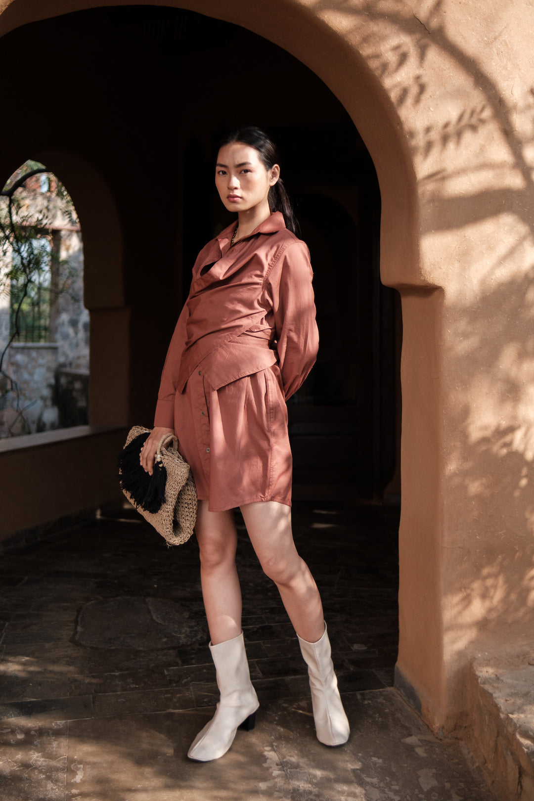 The Terra Tribe Copper Seattle Wrap Shirt Dress