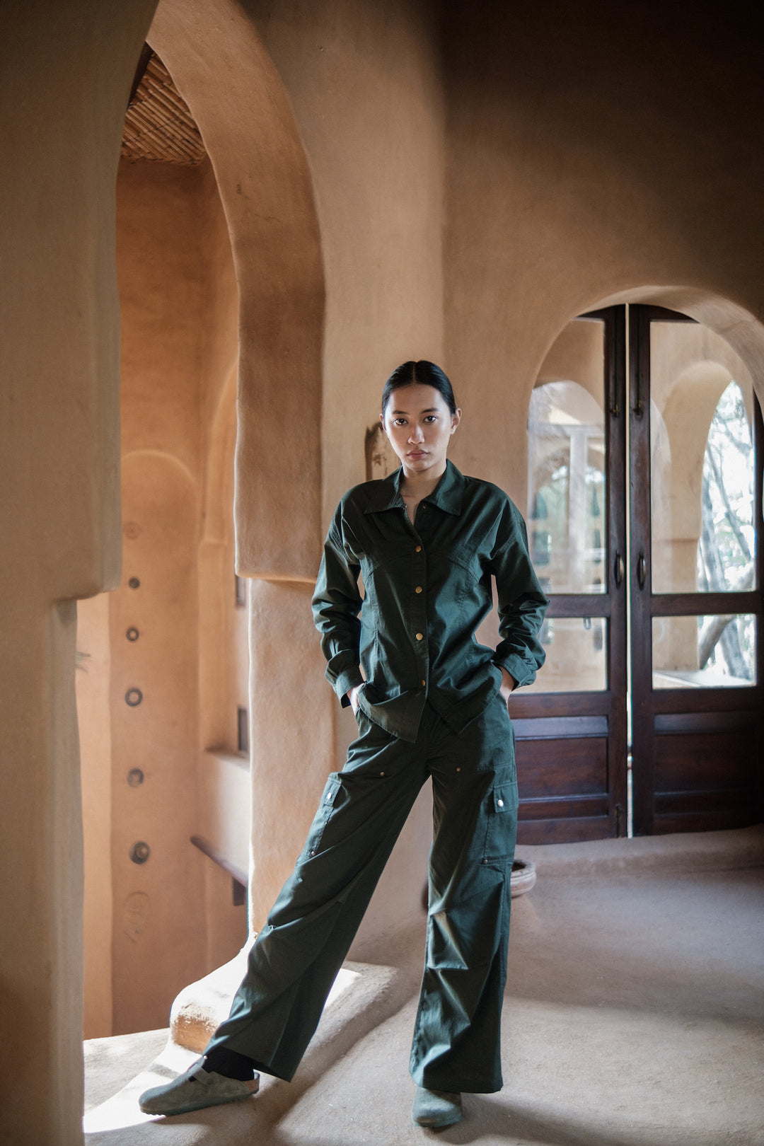 The Terra Tribe Deep Green Saigon Parachute Pants