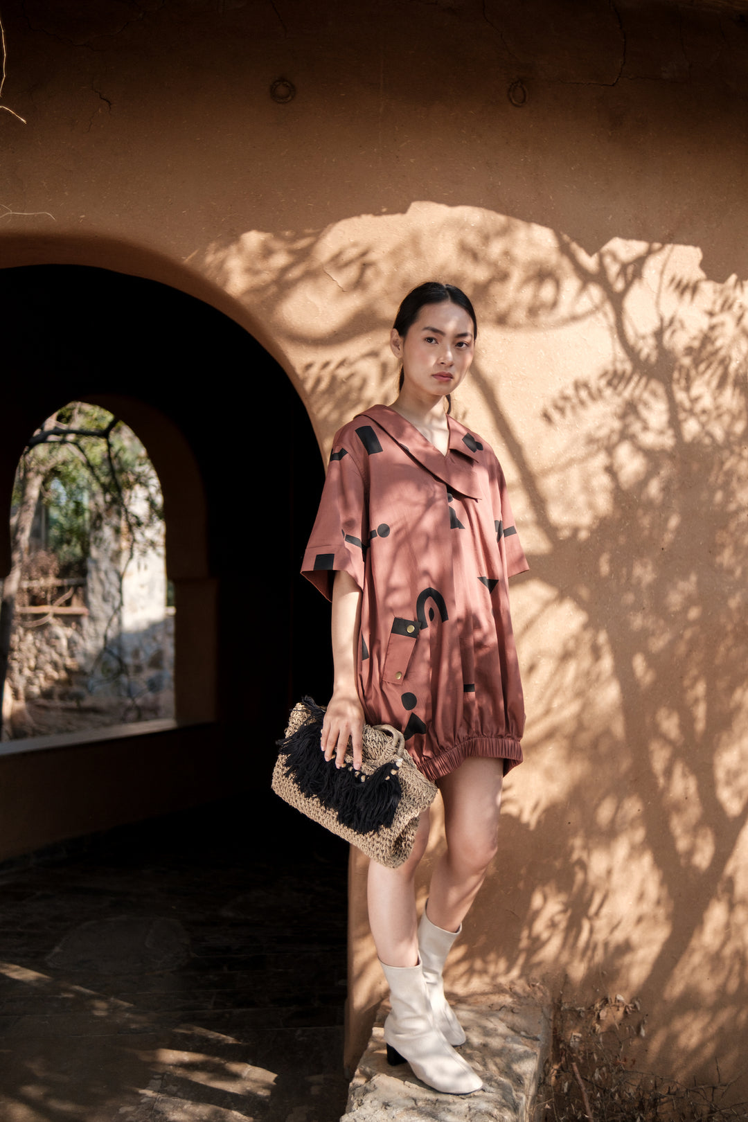 The Terra Tribe Copper Triangle Printed Sydney Shift Dress