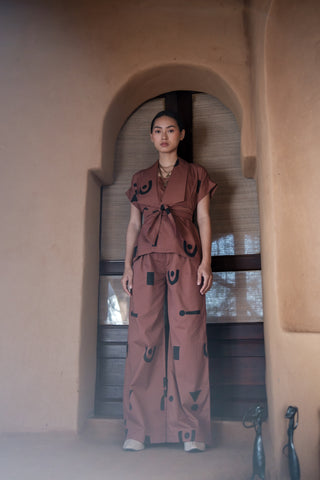 The Terra Tribe Copper Triangle Printed Berlin Shawl Collar Summer Jacket