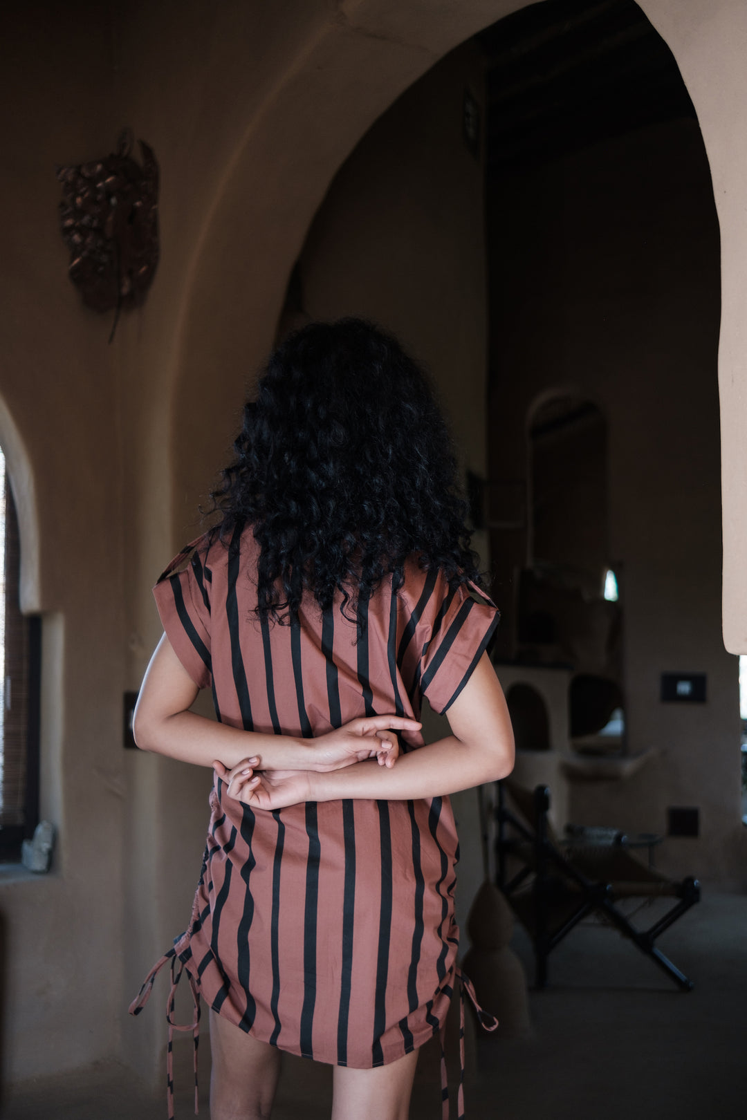 The Terra Tribe Copper Stripes Sunrise Gather Shirt