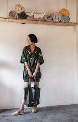 The Terra Tribe Deep Green Triangle Printed Sydney Shift Dress