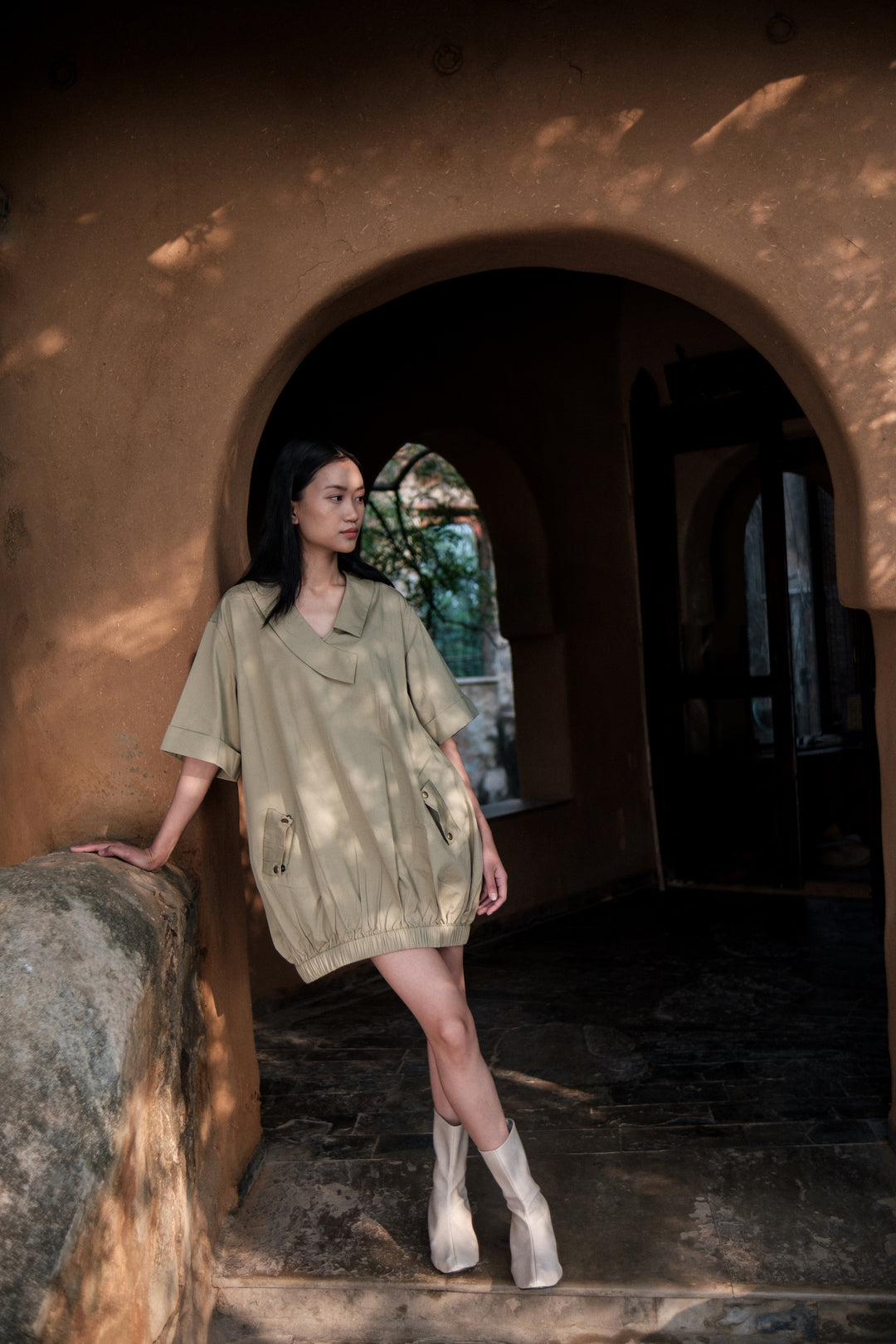The Terra Tribe Khaki Sydney Shift Dress