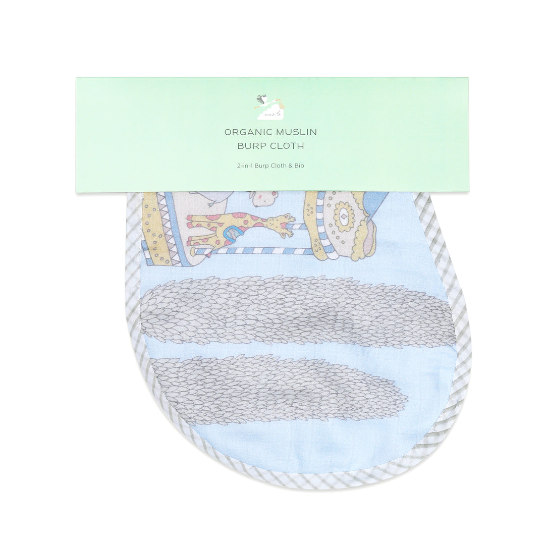Organic Muslin Burp Cloth & Bib – Carnival Blue