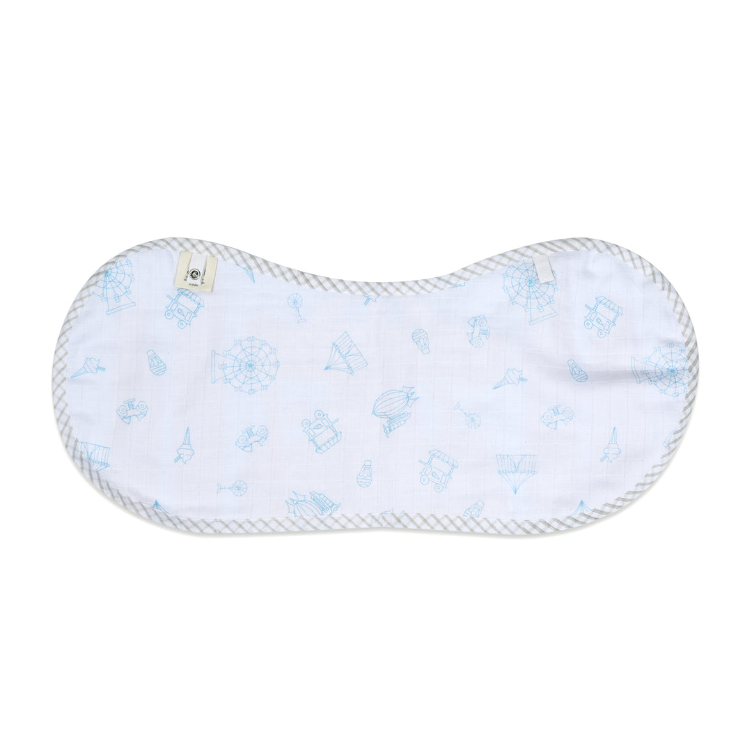 Organic Muslin Burp Cloth & Bib – Carnival Blue