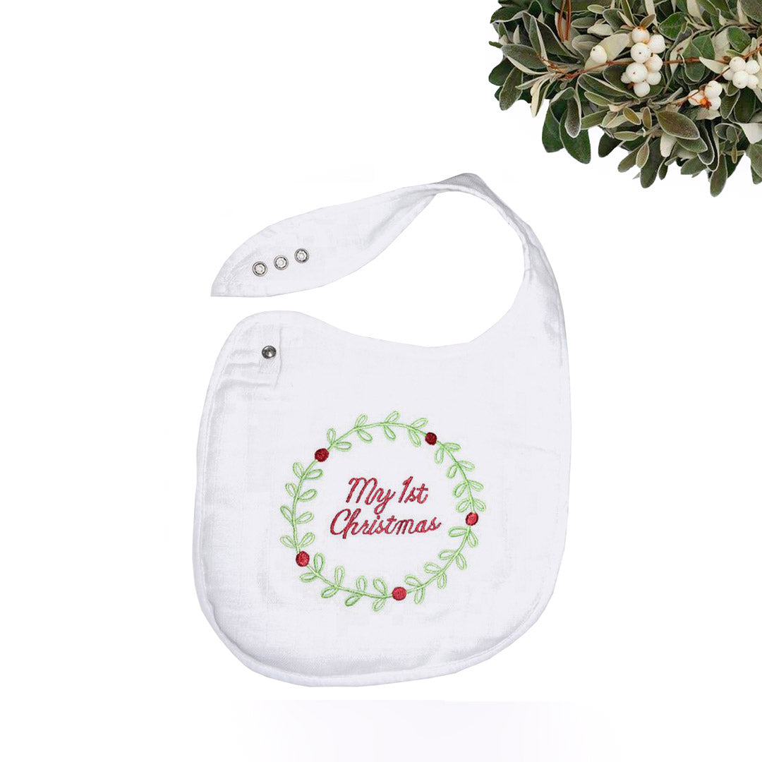 Organic Cotton Festive Bib - My 1st Christmas