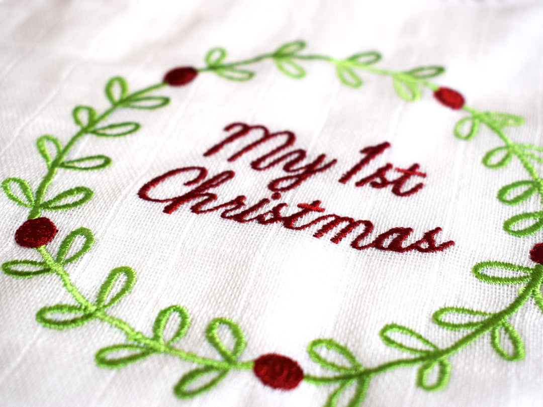Organic Cotton Festive Bib - My 1st Christmas
