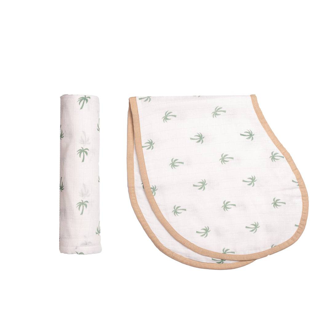 Organic Cotton Muslin Swaddle & Burp Cloth Bib