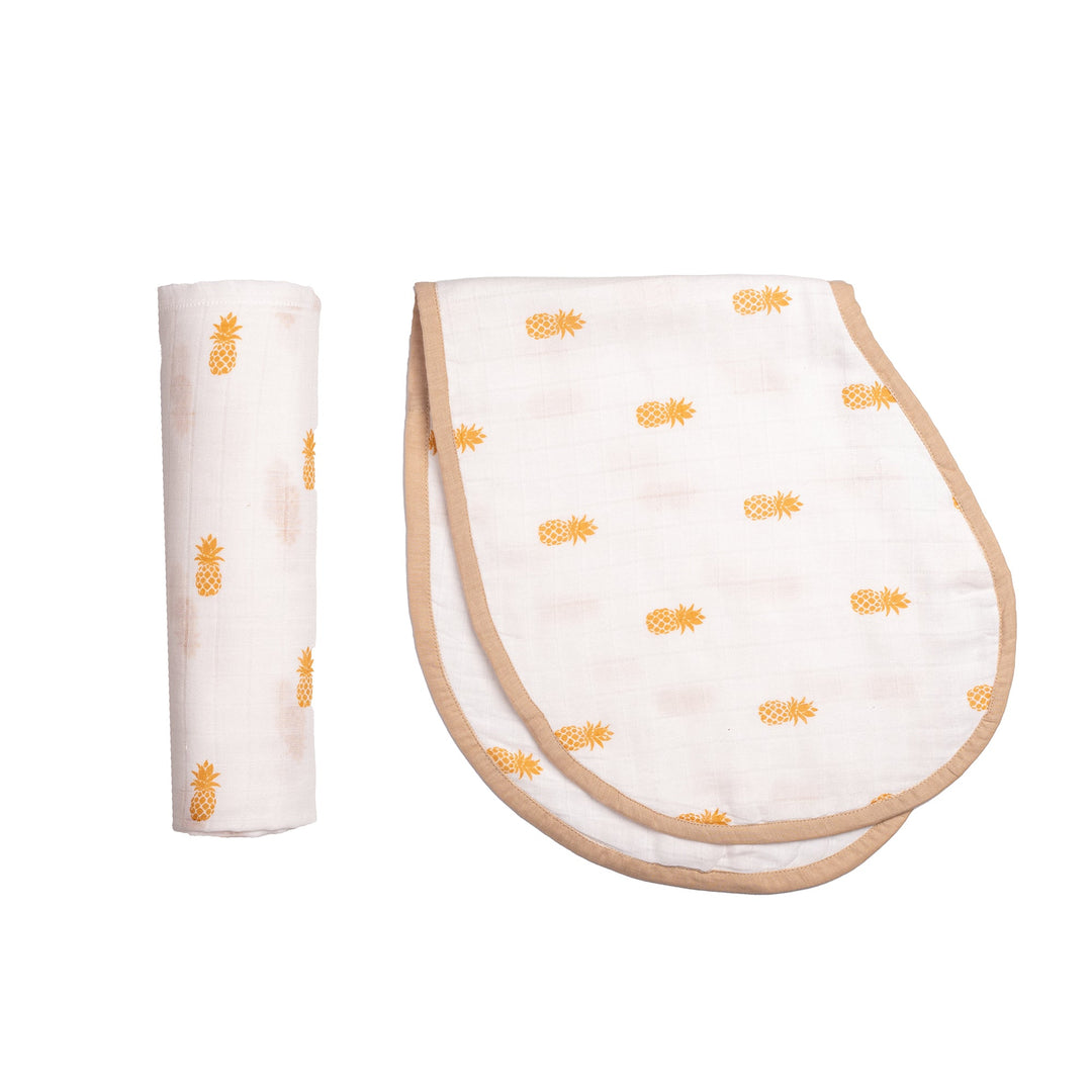 Organic Cotton Muslin Swaddle & Burp Cloth Bib