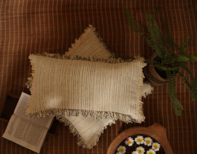 Stripped organic cotton cushion cover (12" x 20")