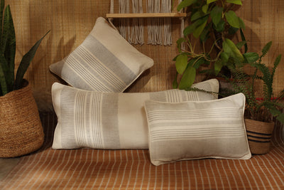 Stripped organic cotton cushion cover (16" x 16")