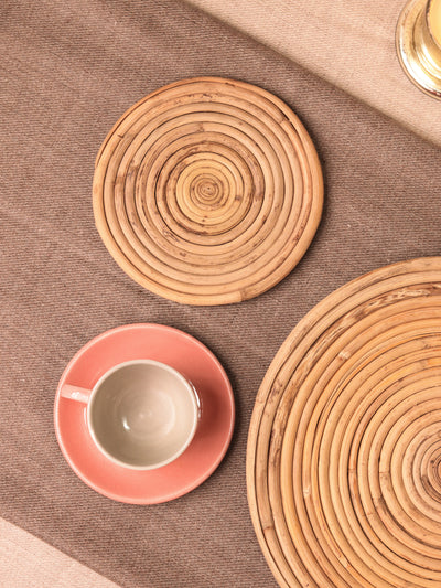 Round cane table mat set of 4 (4" round)