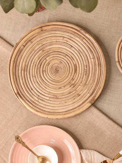 Round cane table mat set of 4 (4" round)
