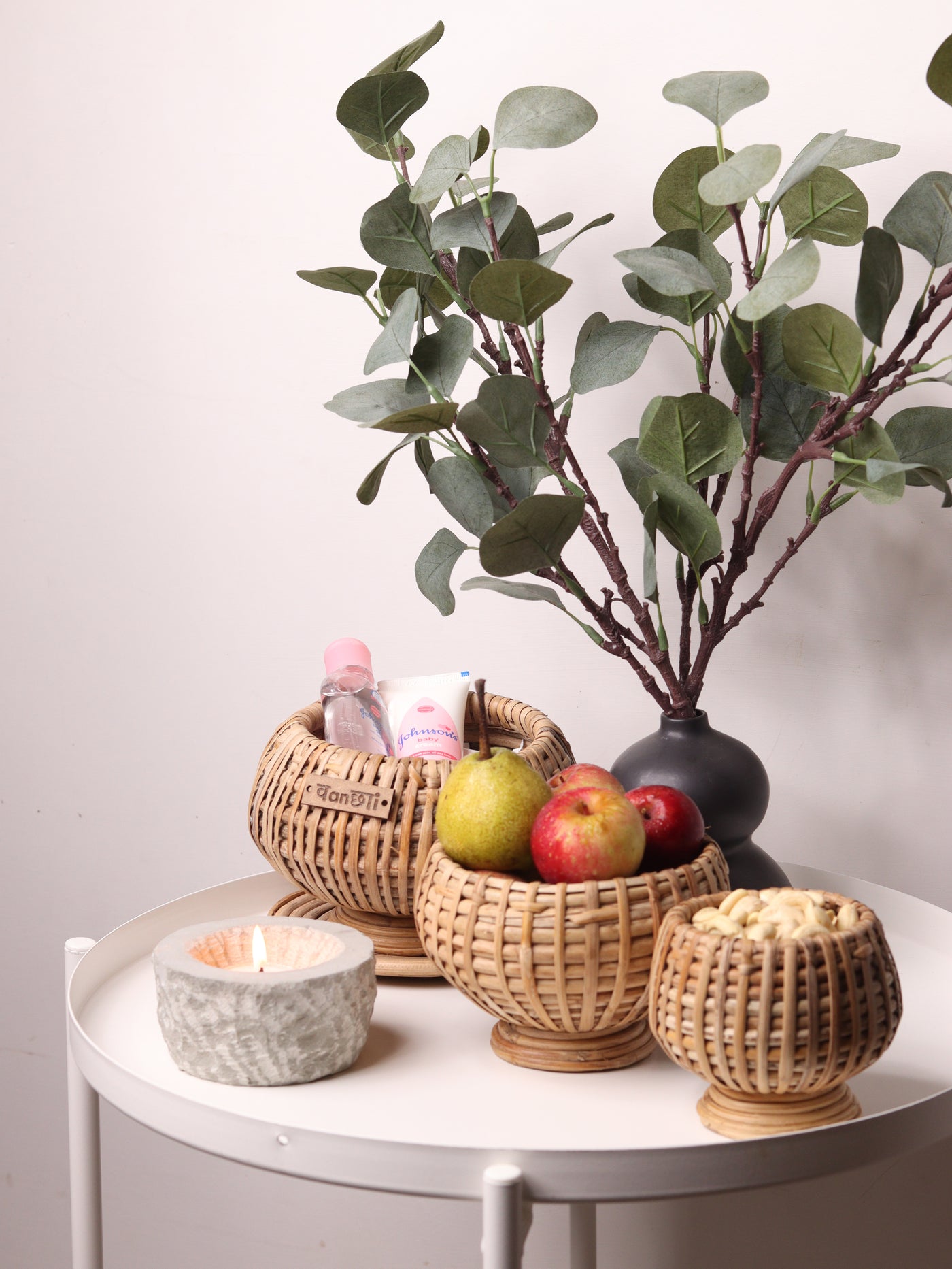 Fruit/ storage round cane basket set of 3