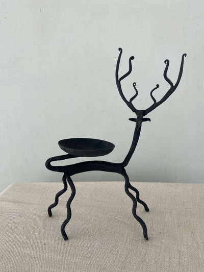 Wrought Iron Deer Candle holder | Upcycled iron Table Decor | Tribal Handmade