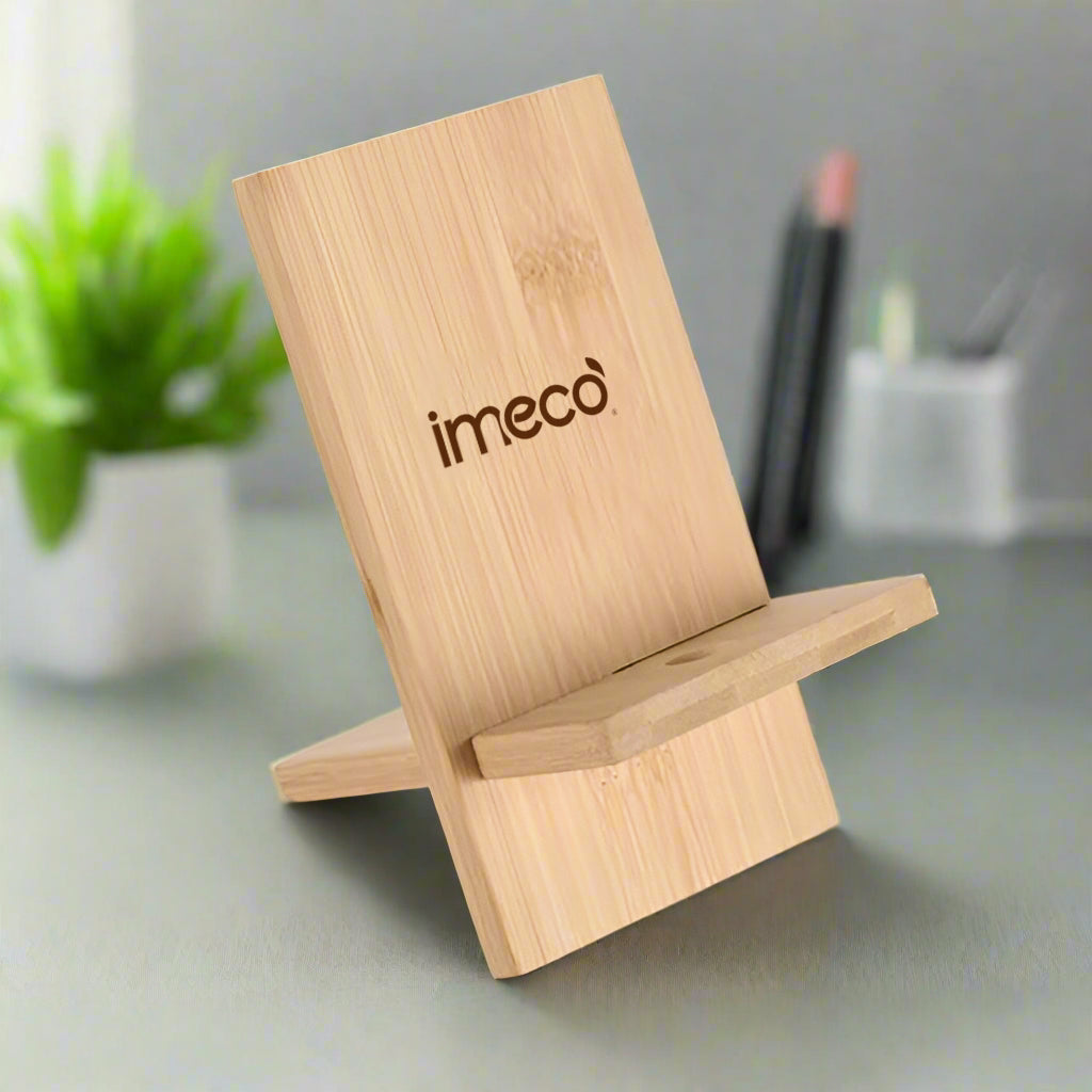 IMECO Wooden Portable Mobile Stand with Charging Slot | Stylish & Aesthetic Phone Stand for Home & Office | Eco-Friendly & Sustainable