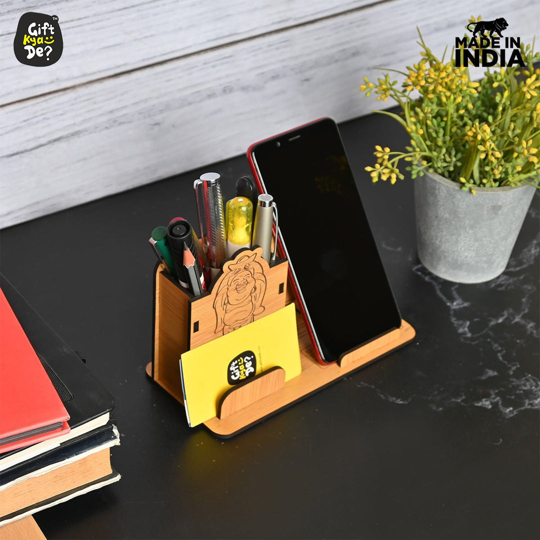 Gift Kya De Good Luck Mobile and Pen Stand | Desk Organizer | Mobile Accessories