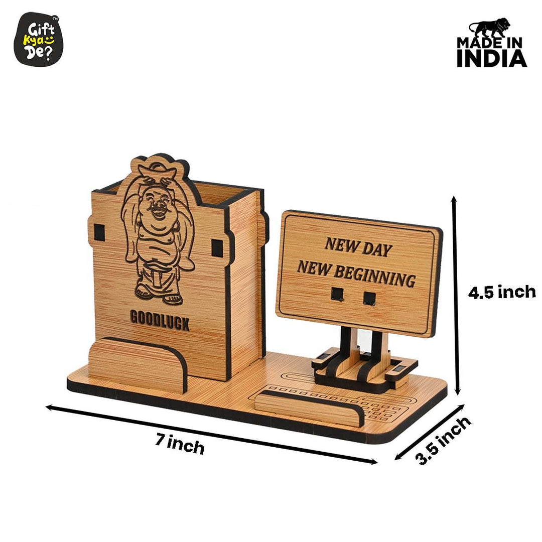 Gift Kya De Good Luck Mobile and Pen Stand | Desk Organizer | Mobile Accessories