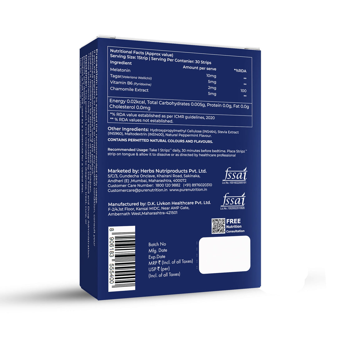 Deep Sleep & Relax Oral Strips – Melatonin, Botanicals & Vitamin B6 (30 Strips)